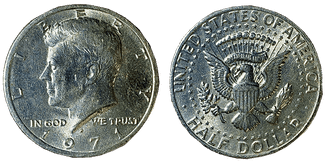 Obverse and reverse of the 1971 D Denver Half Dollar